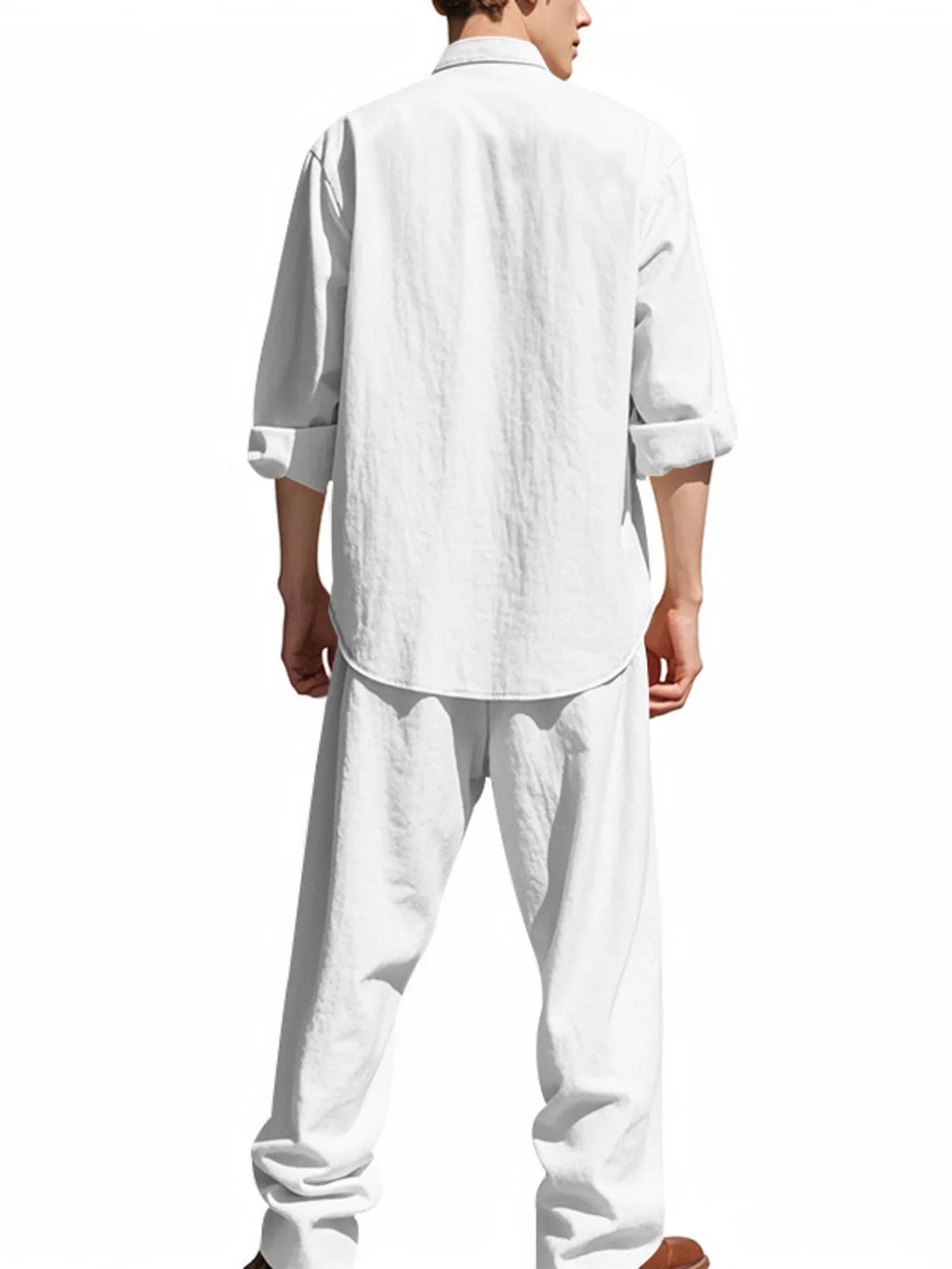 Men's Full Size Button Up Shirt and Pants Set Plus Size