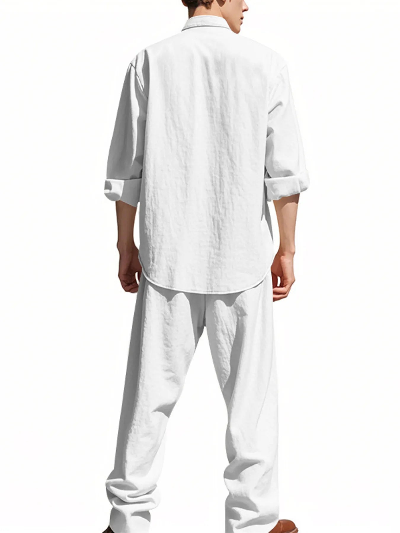 Men's Full Size Button Up Shirt and Pants Set Plus Size