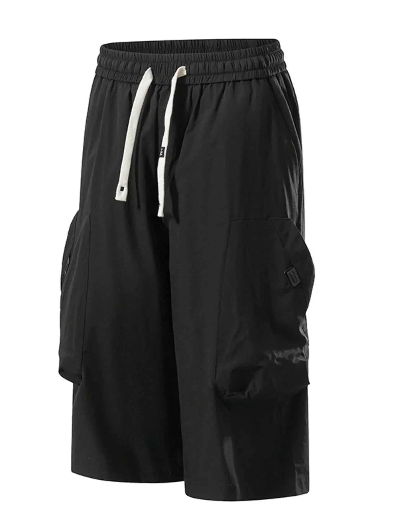 Men's Plus Size Casual Cargo Capris with Drawstring Waist