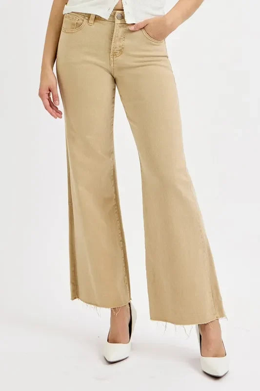 RISEN Full Size Raw Hem Wide Leg Jeans Plus Size