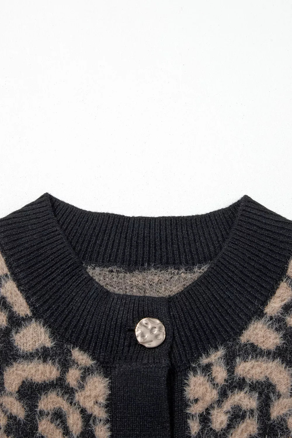 Leopard Print Knit Sleeveless Regular Wash Sweater Vest