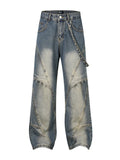 Men's Frayed Hem Wide Leg Jeans