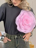 Flower Round Neck Short Sleeve T-Shirt