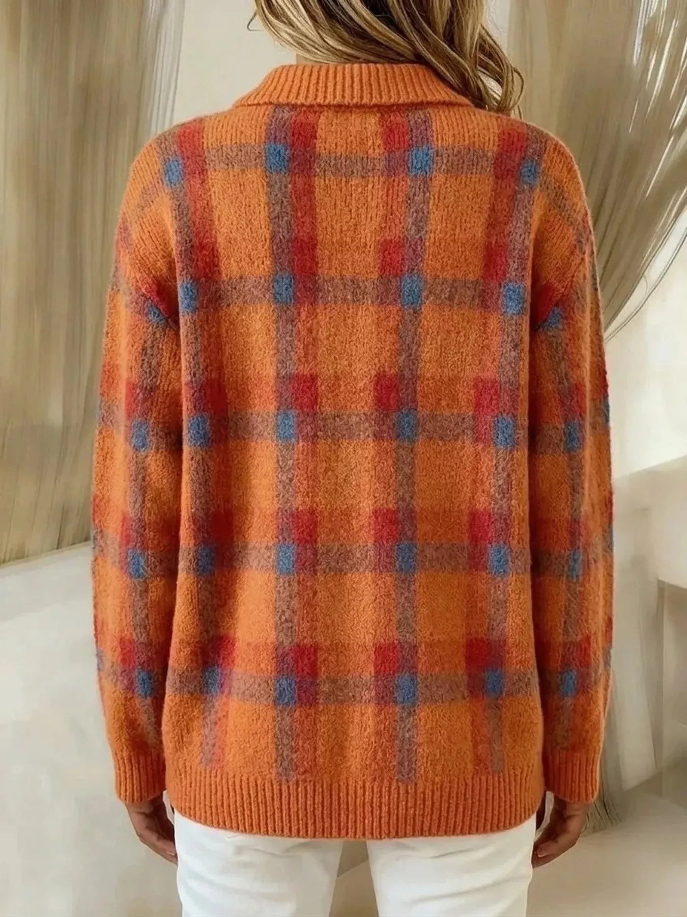 Plaid Button-Up Cardigan