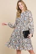 Lime 'N' Chili Chiffon Floral Print Belted Dress with Back Zipper