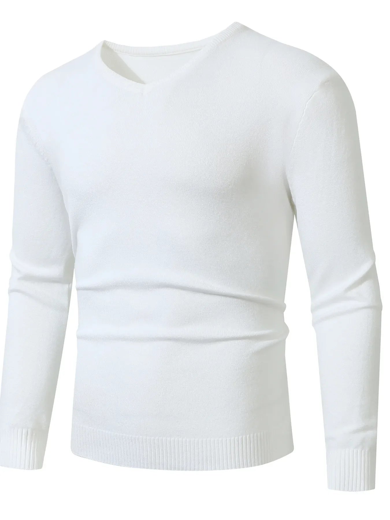 Men's Plus Size Ribbed Hem Long Sleeve Sweater