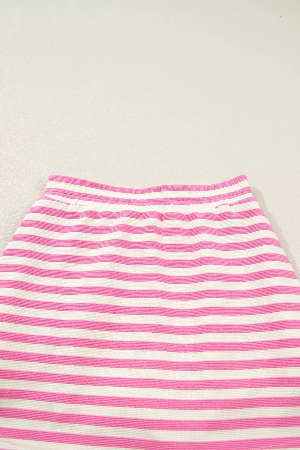 Half Zip Striped Sleeveless Top and Skirt Set