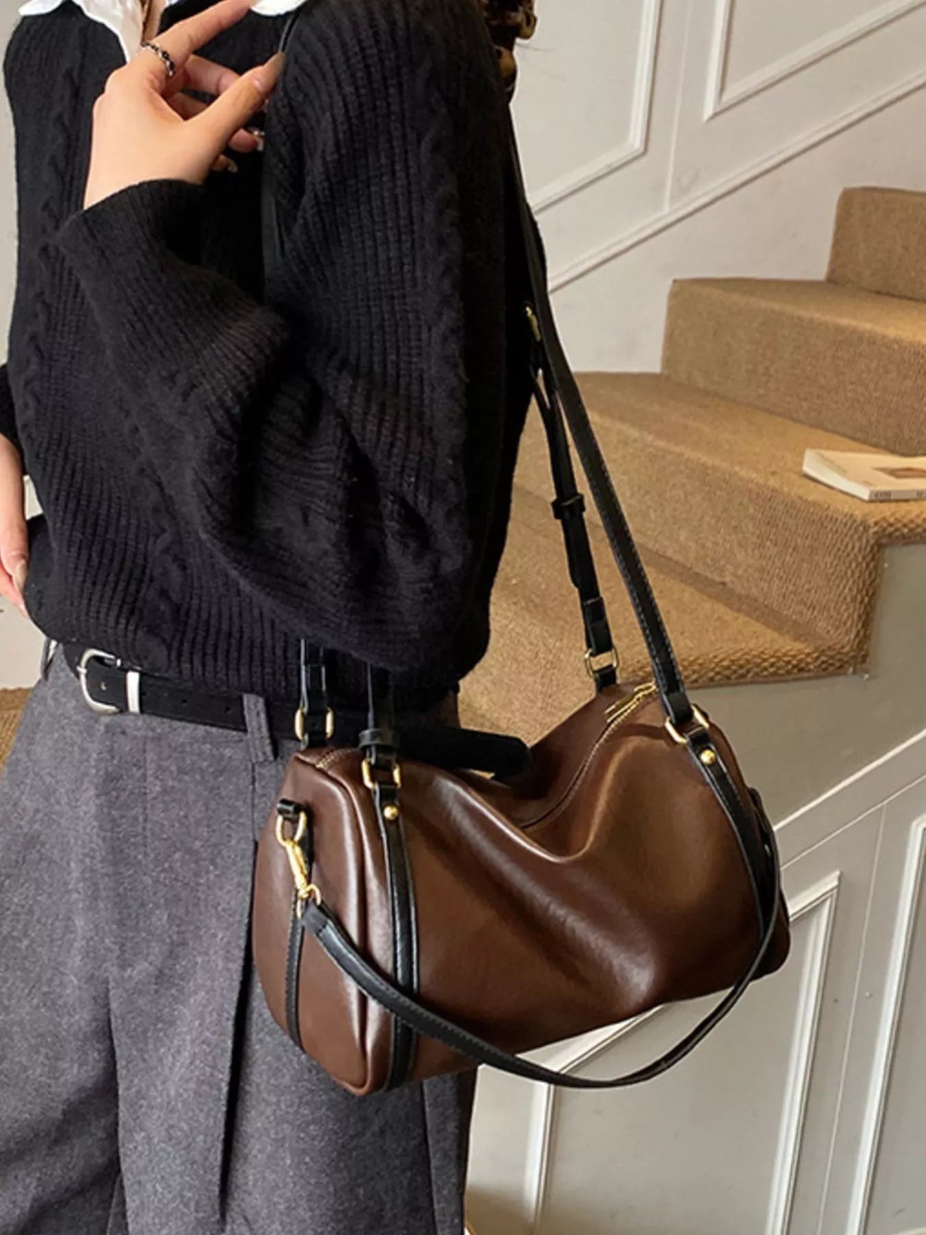 Vintage Style Barrel Crossbody Bag