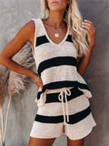 Striped Knit Tank and Shorts Set