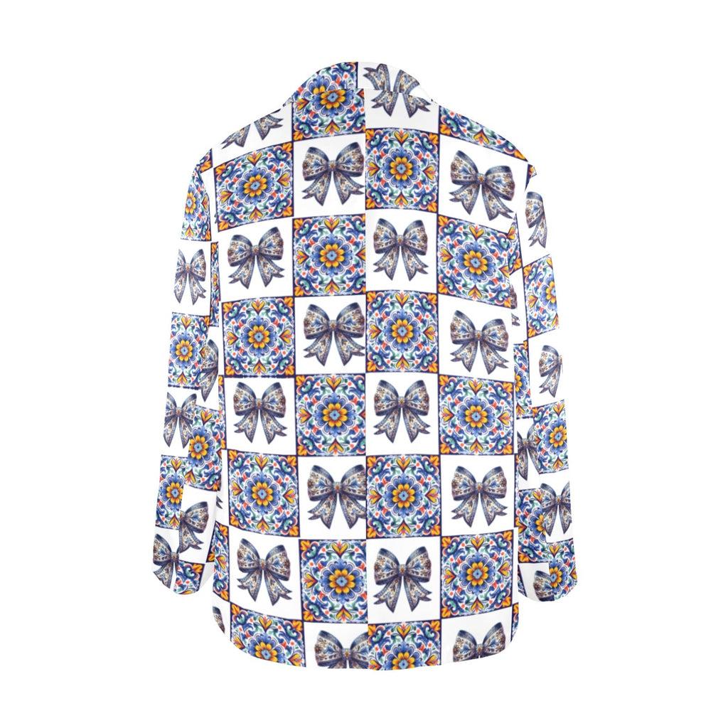 Baha Ranch Blue Bow Talavera Floral Blazer