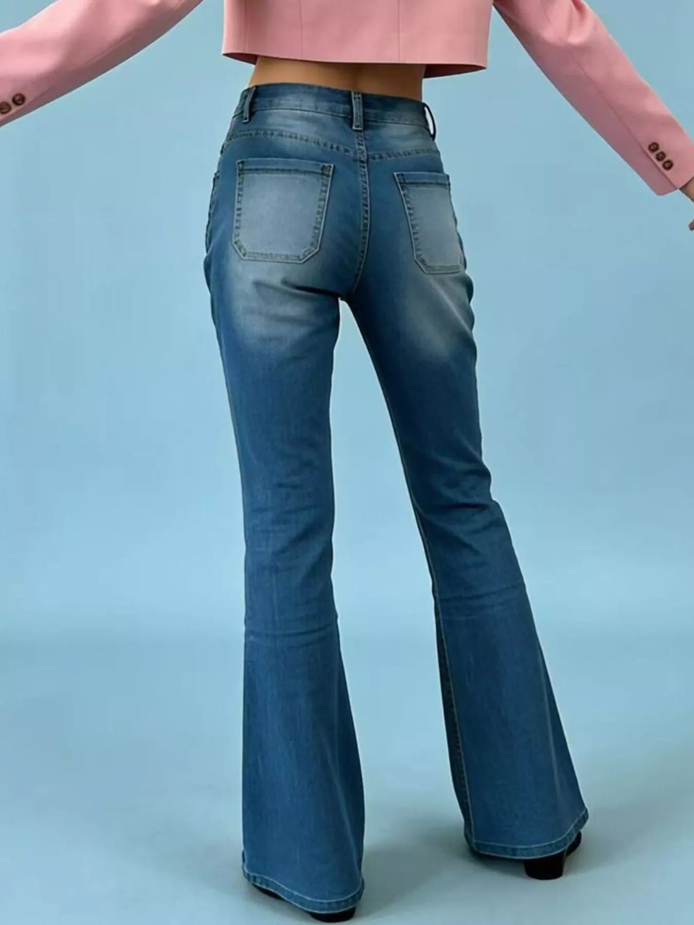 Full Size High-Waisted Button-Fly Flare Jeans Plus Size
