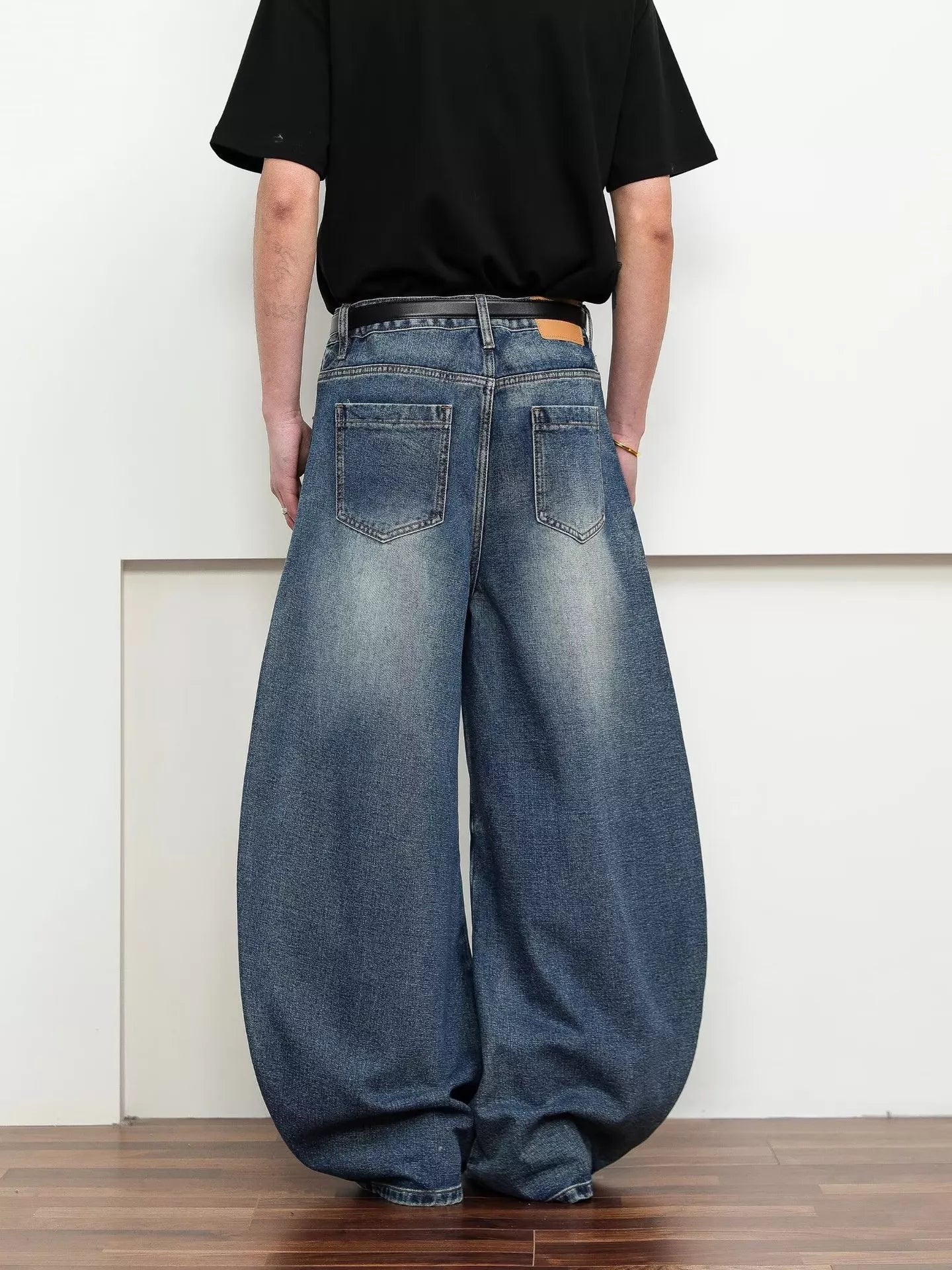 Men's Full Size Washed Wide Leg Jeans Plus Size