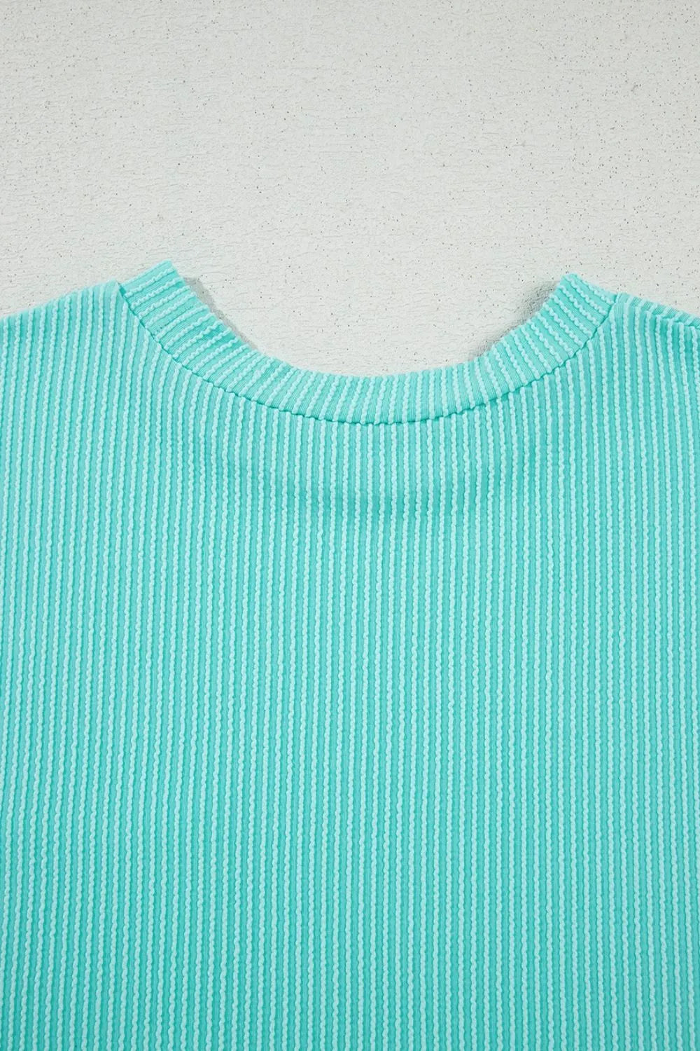 Corded Knit Color Block Pocketed Crew Neck T Shirt