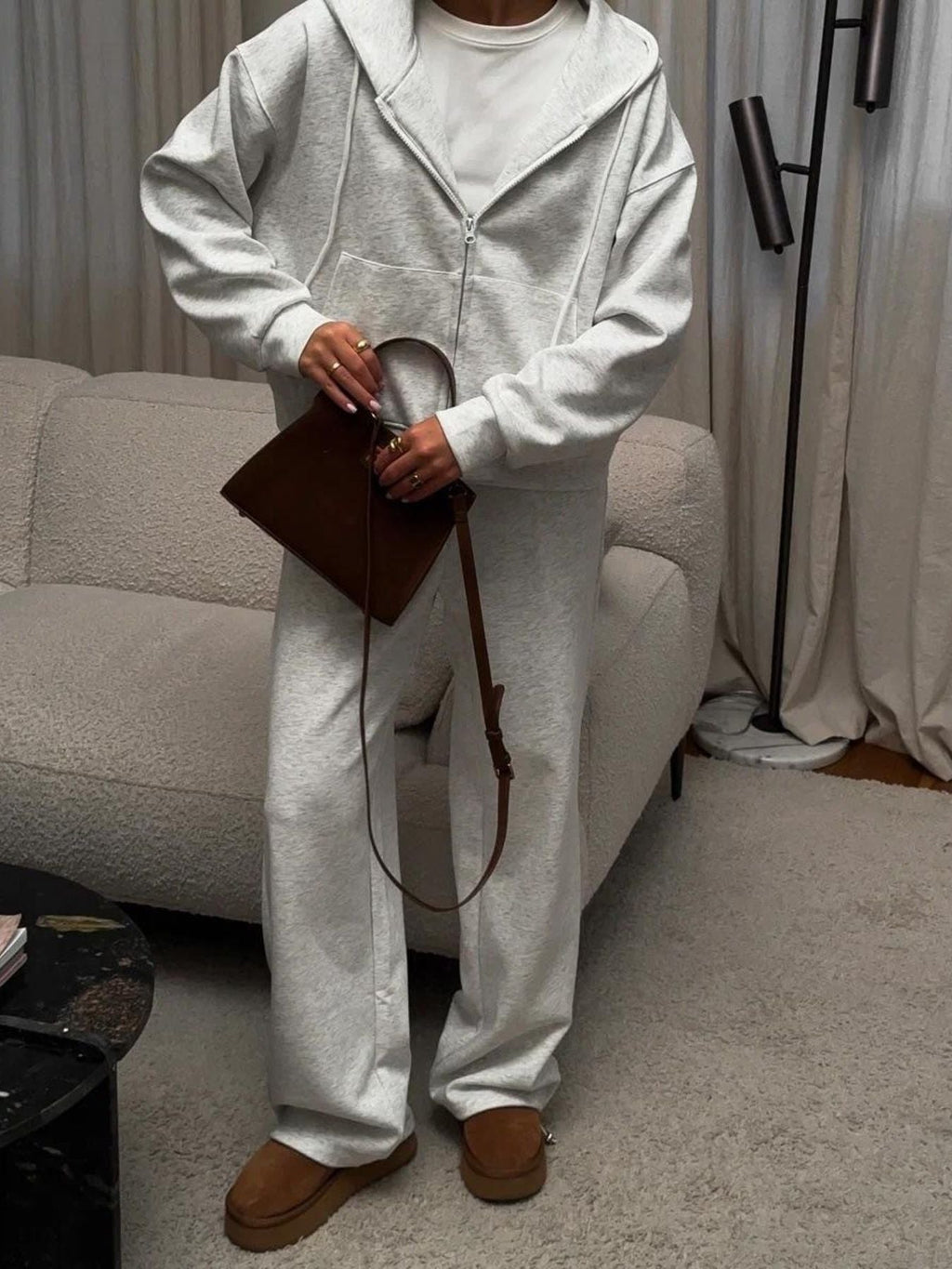 Zip-Up Hoodie and Sweatpants Set