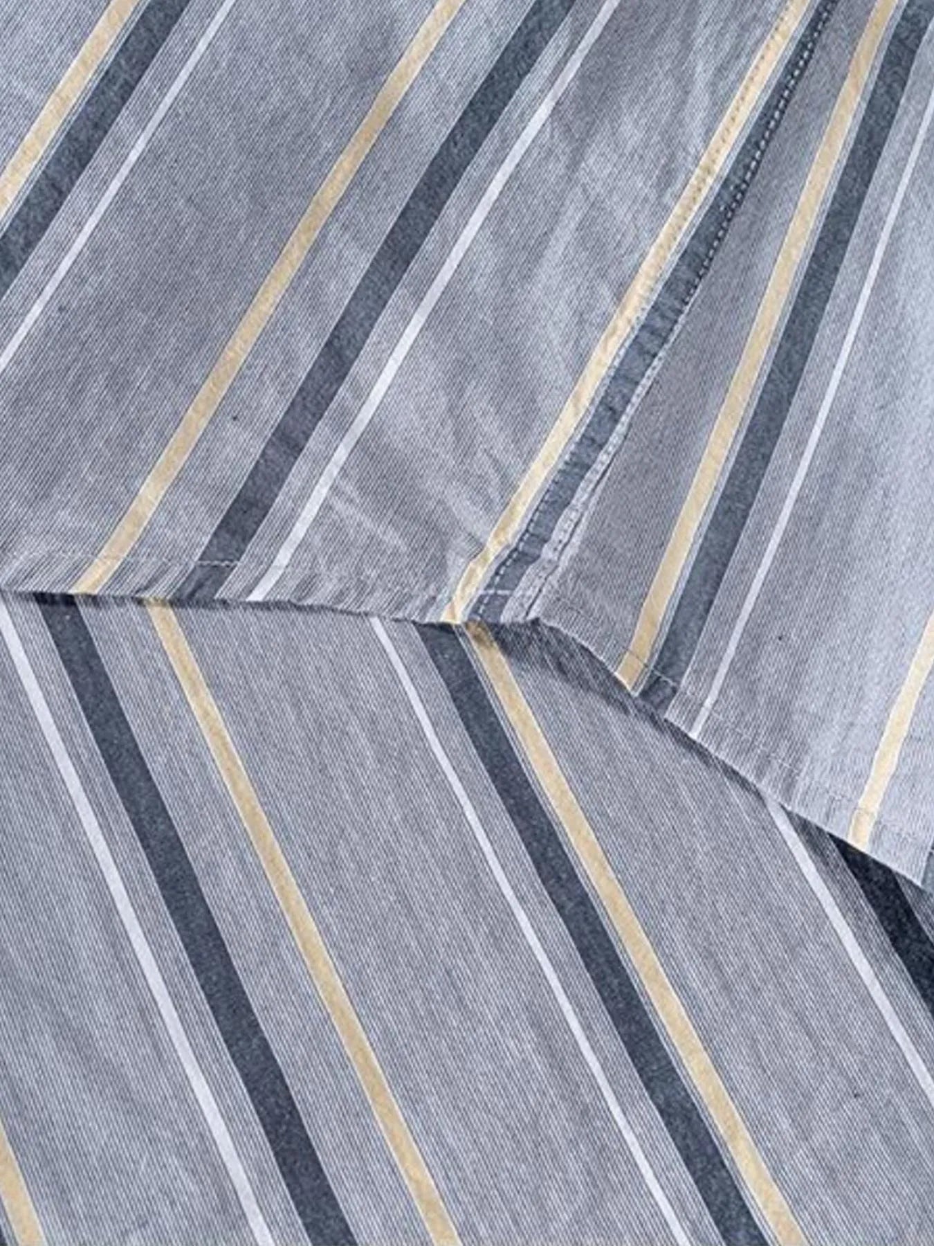 Men's Plus Size Striped Button Up Long Sleeve Shirt
