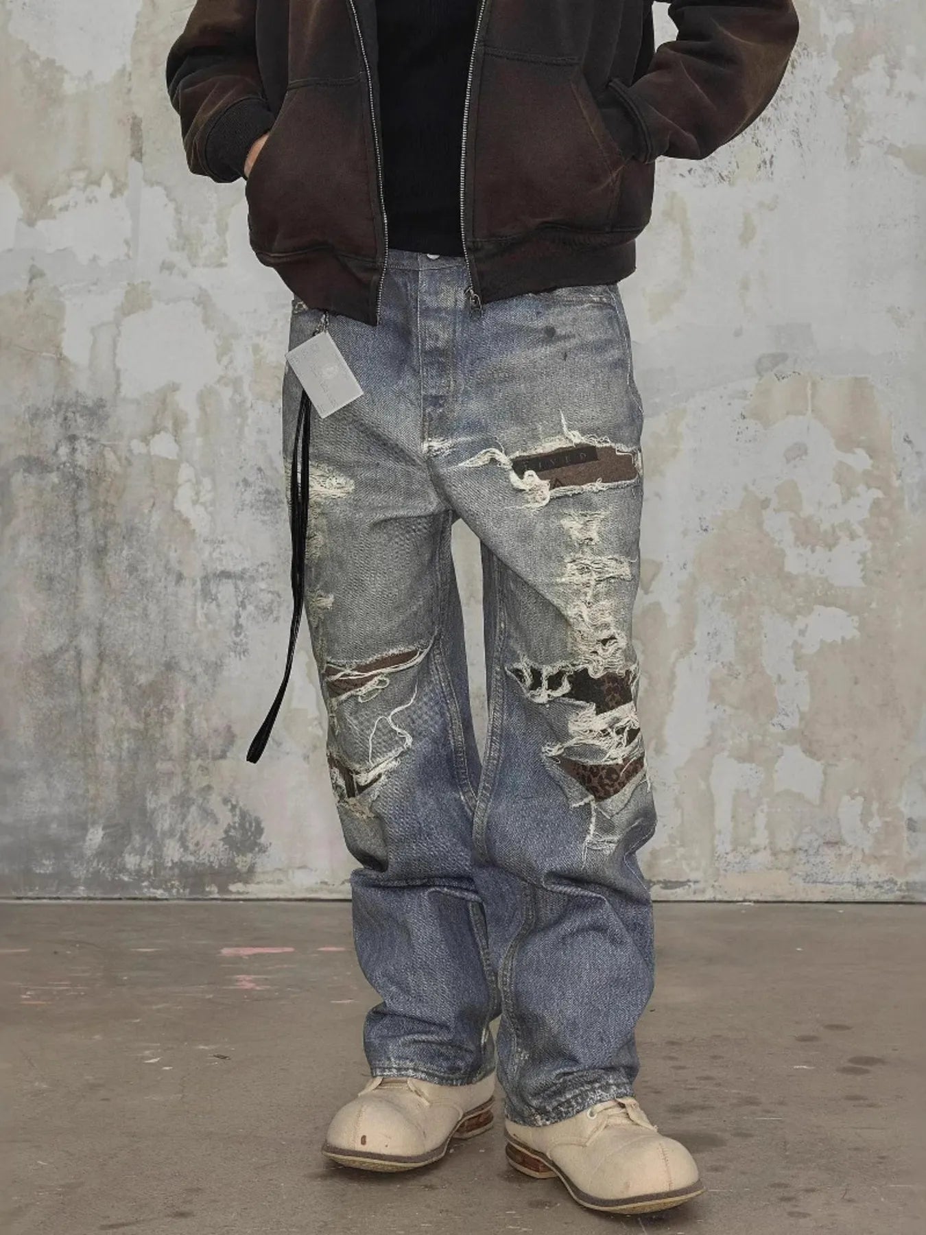 Men's Full Size Distressed Baggy Boyfriend Jeans Plus Size