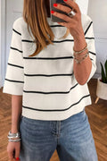 Striped Ribbed Knit Sweater