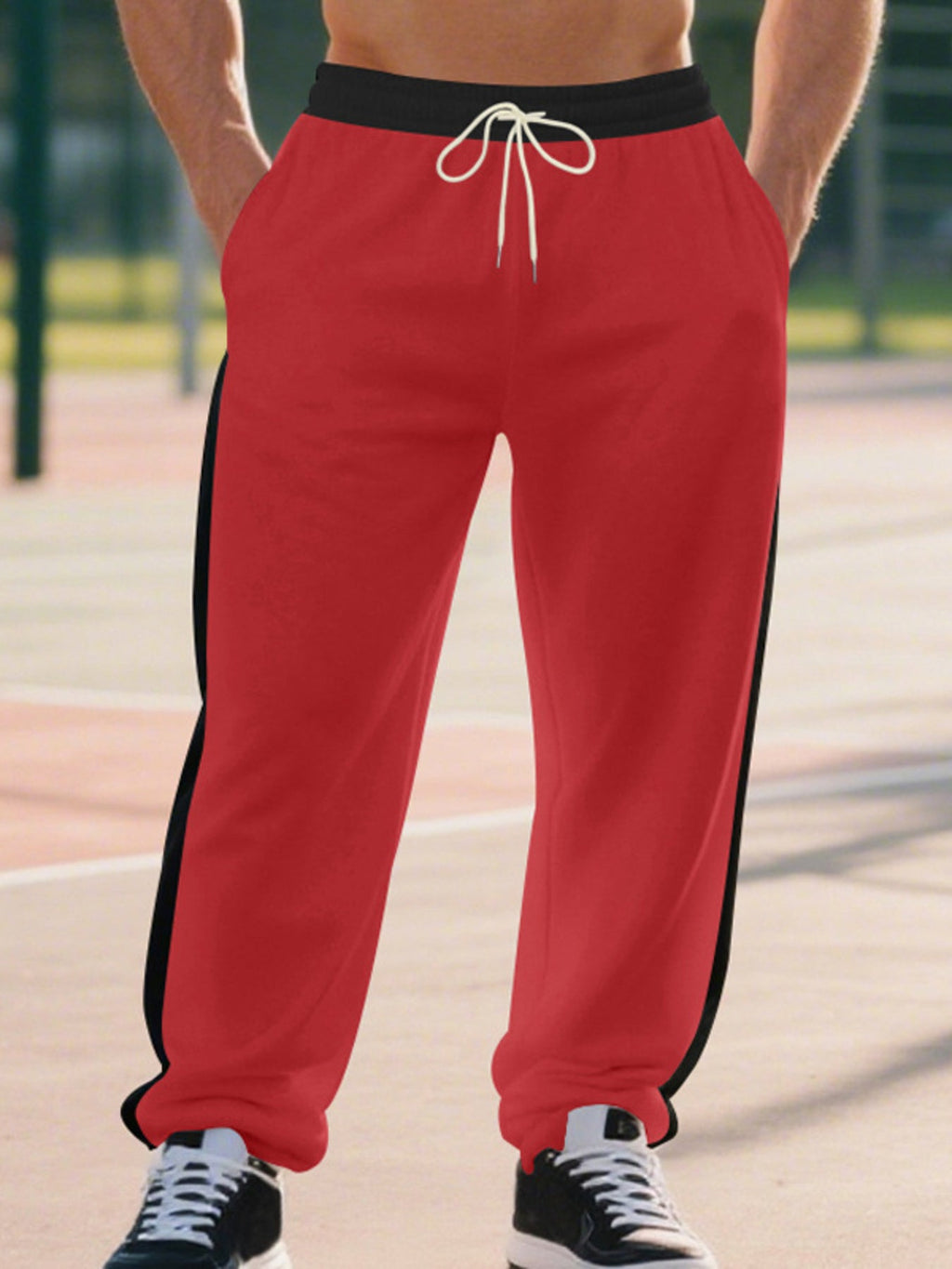 Men's Full Size Side Stripe Wide Leg Pants Plus Size