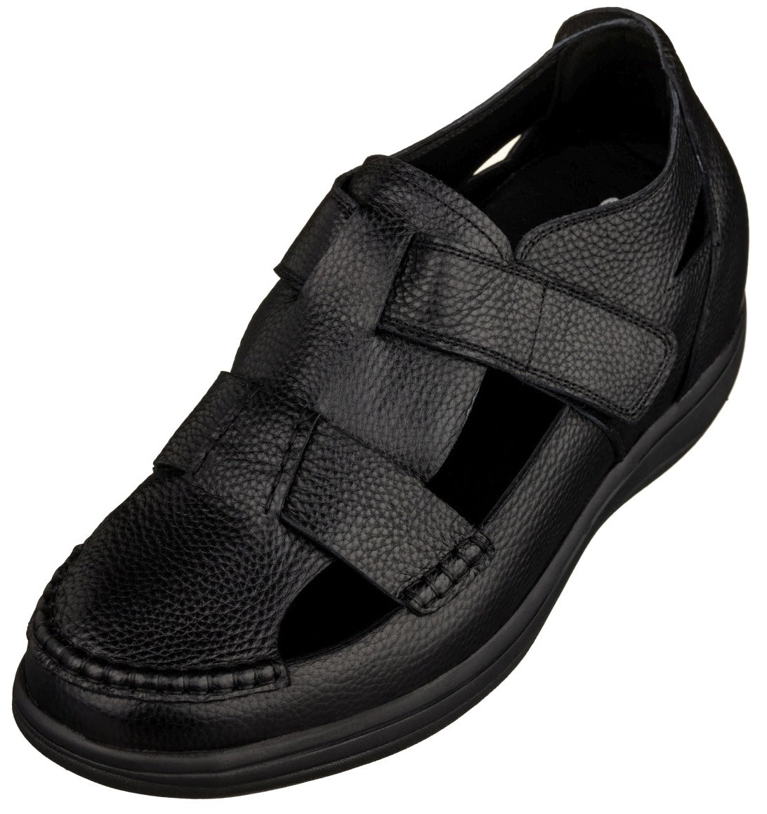 CALTO - K2661 - 3.2 Inches Taller (Black) - Casual Fisherman Sandal