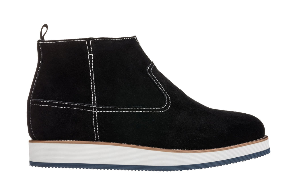 CALTO - Y30021 - 3 Inches Taller (Nubuck Black) - Zipper Boots