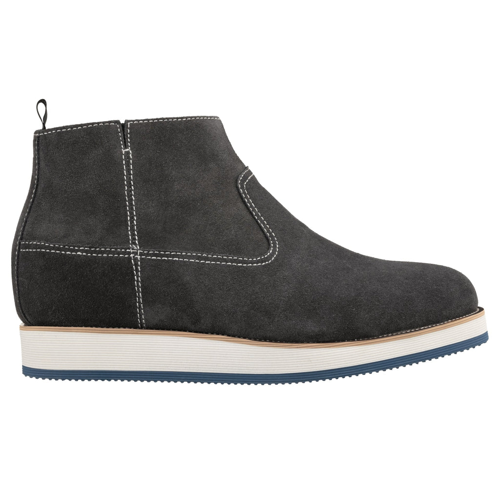 CALTO - Y30022 - 3 Inches Taller (Nubuck Grey) - Zipper Boots