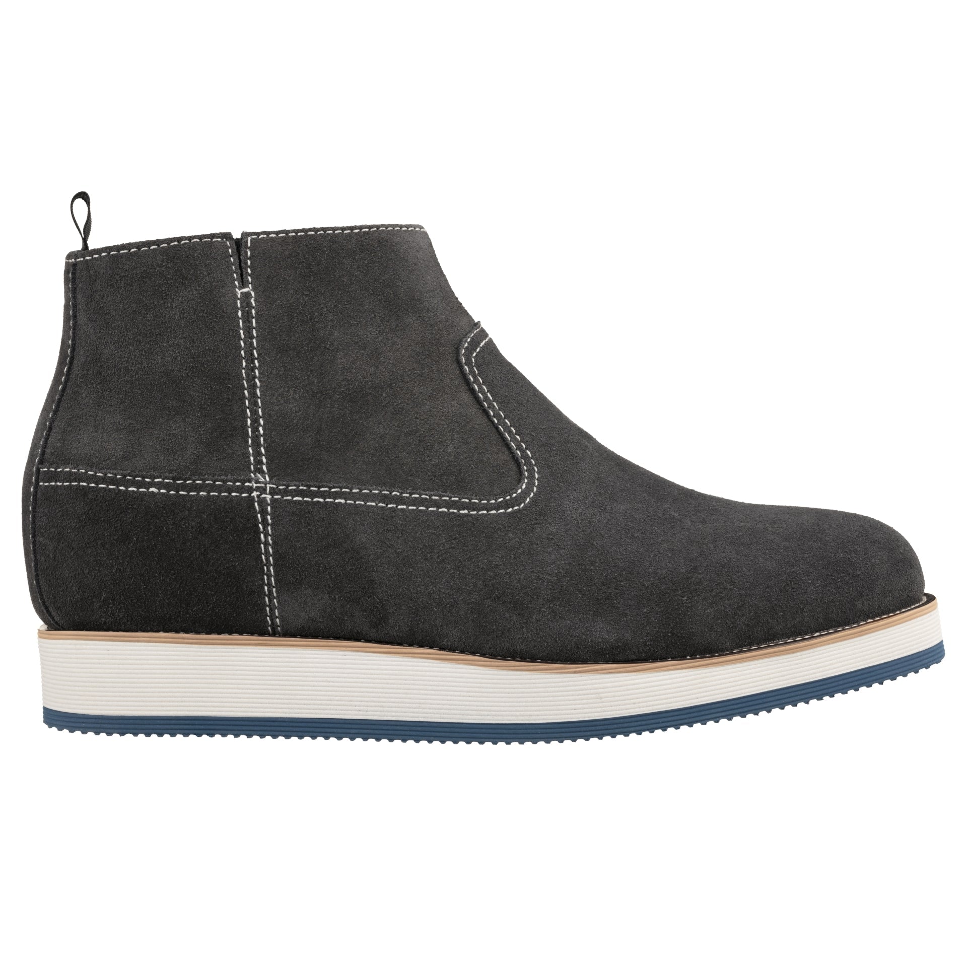 CALTO - Y30022 - 3 Inches Taller (Nubuck Grey) - Zipper Boots