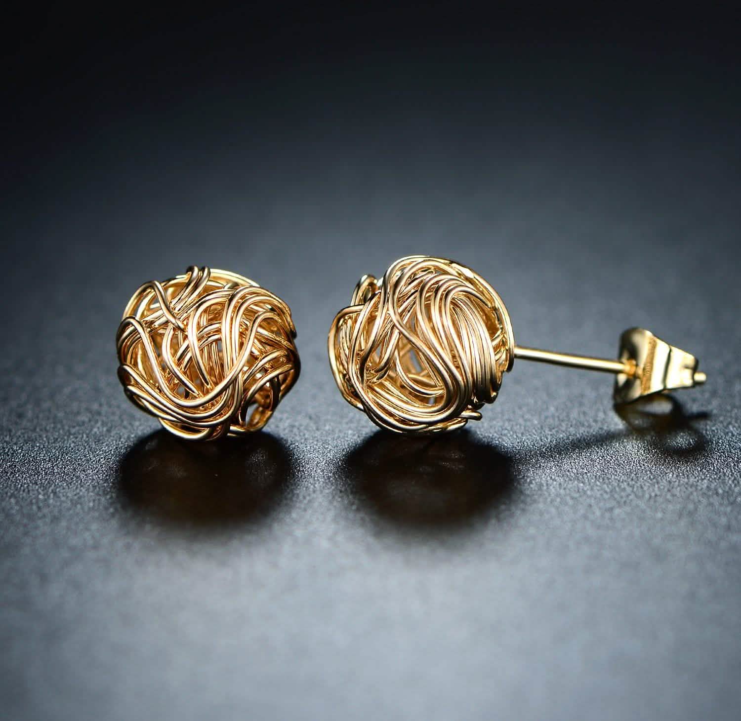 Euphir Love Knot Stud Earrings in 18K Gold Plating