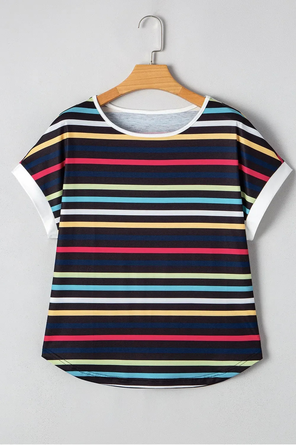 Colorful Striped Short Sleeve Casual T-Shirt