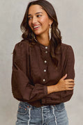 SO ME 3d Floral Woven Long Sleeve Front Button Shirt