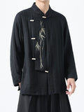 Men's Plus Size Chinese Style Embroidered Bamboo Linen Shirt