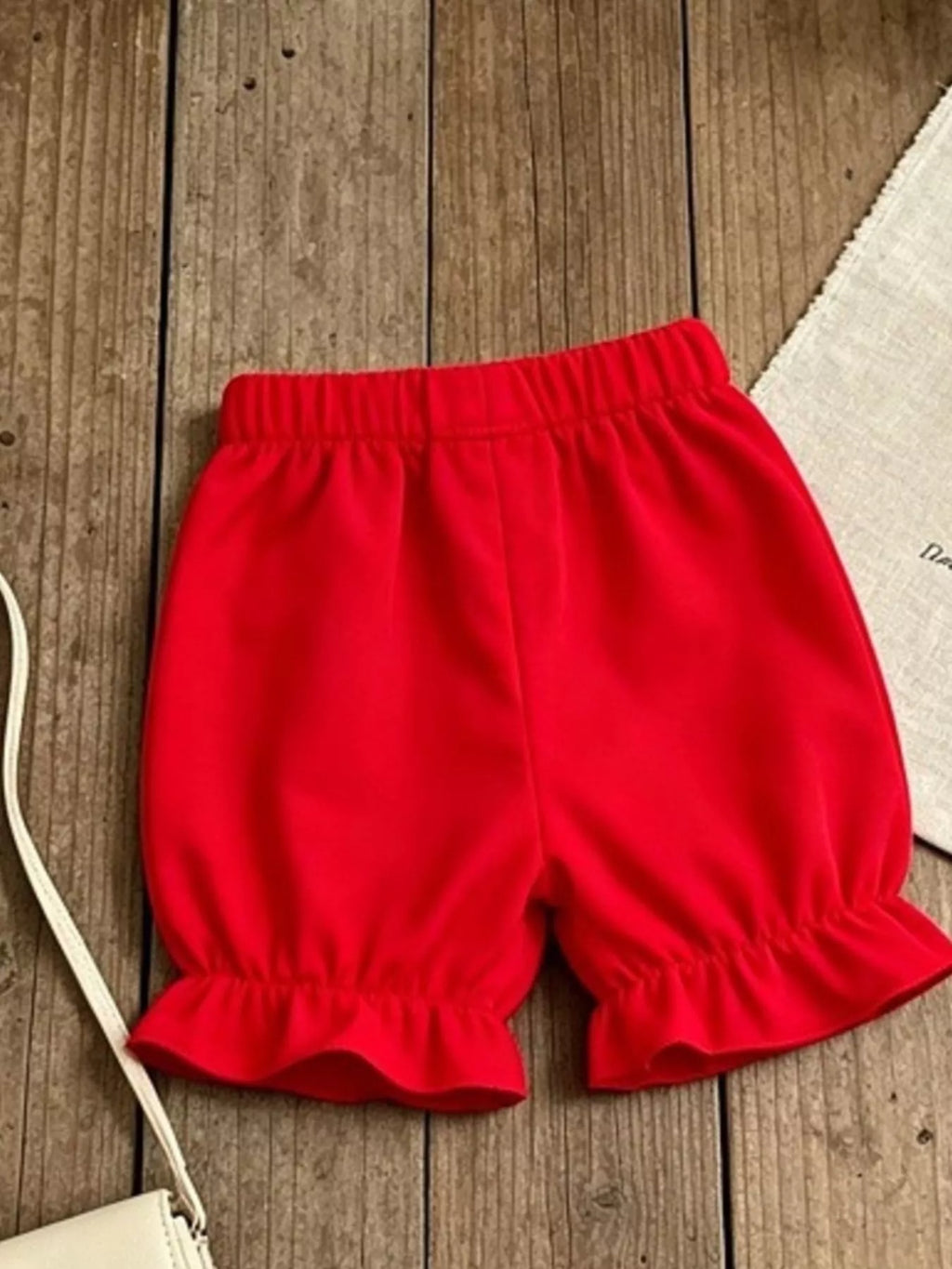 Children's Mushroom Print Ruffle Trim Top & Shorts Set