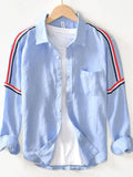 Men's Plus Size Button Up Striped Long Sleeve Shirt