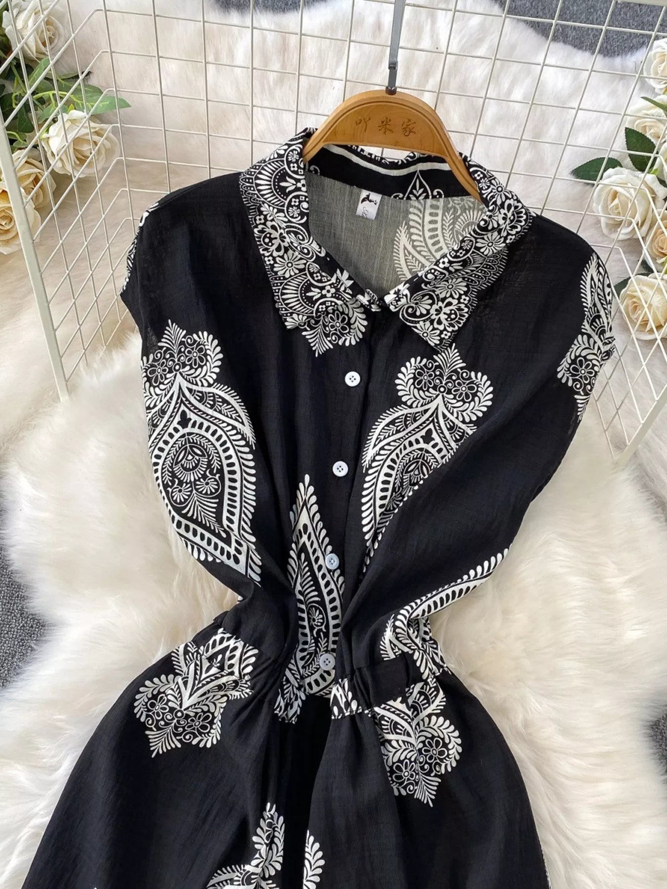 Button Front Wide Leg Jumpsuit