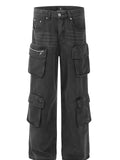 Men's Multi-Pocket Cargo Style Wide Leg Jeans