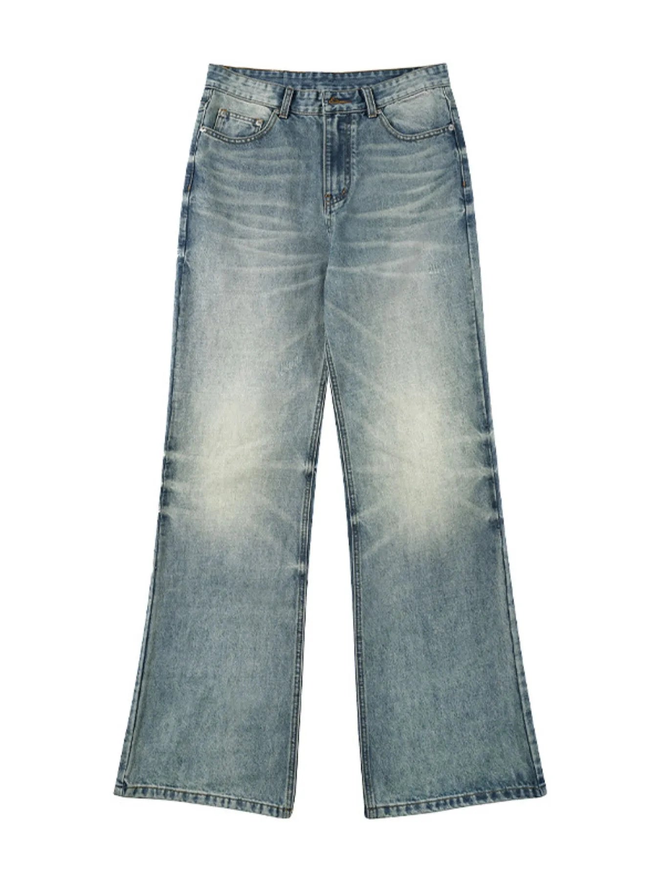 Men's Full Size Washed Cat Whiskers Bootcut Jeans Plus Size