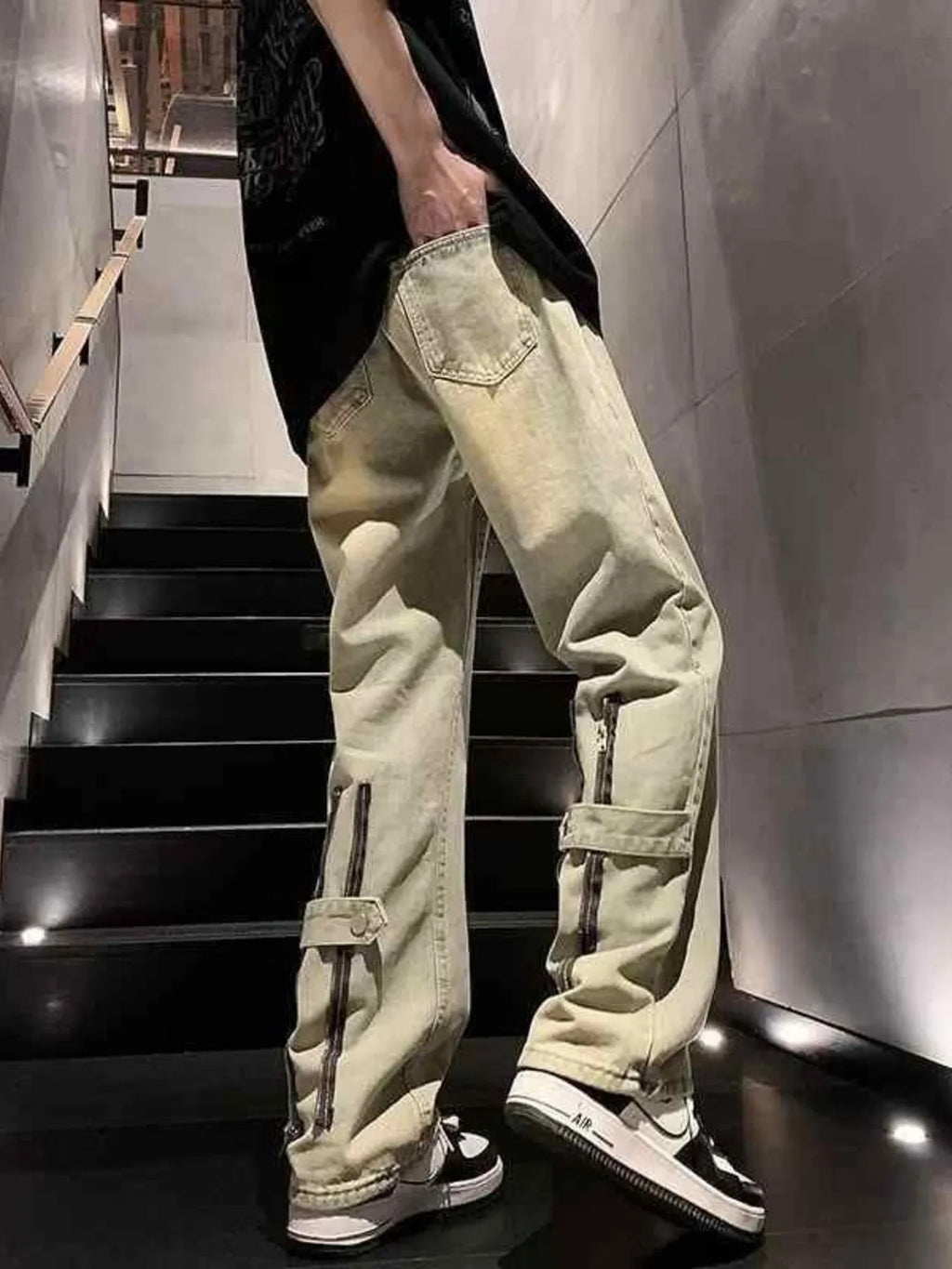 Men's Full Size Wash Wide Leg Jeans Plus Size