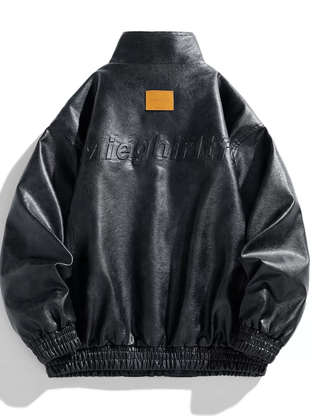 Men's Plus Size Leather Bomber Jacket
