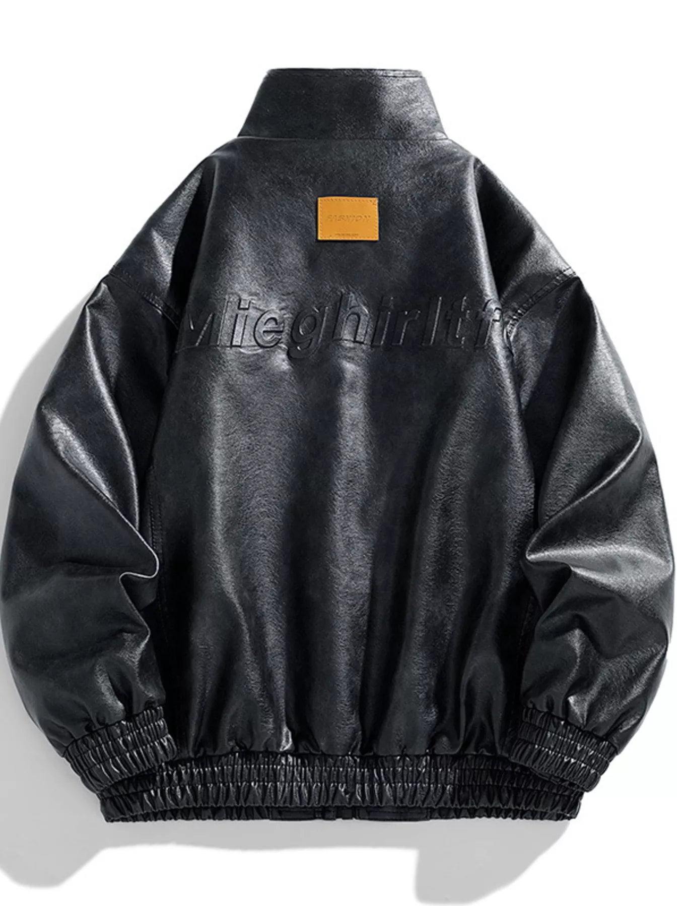 Men's Plus Size Leather Bomber Jacket