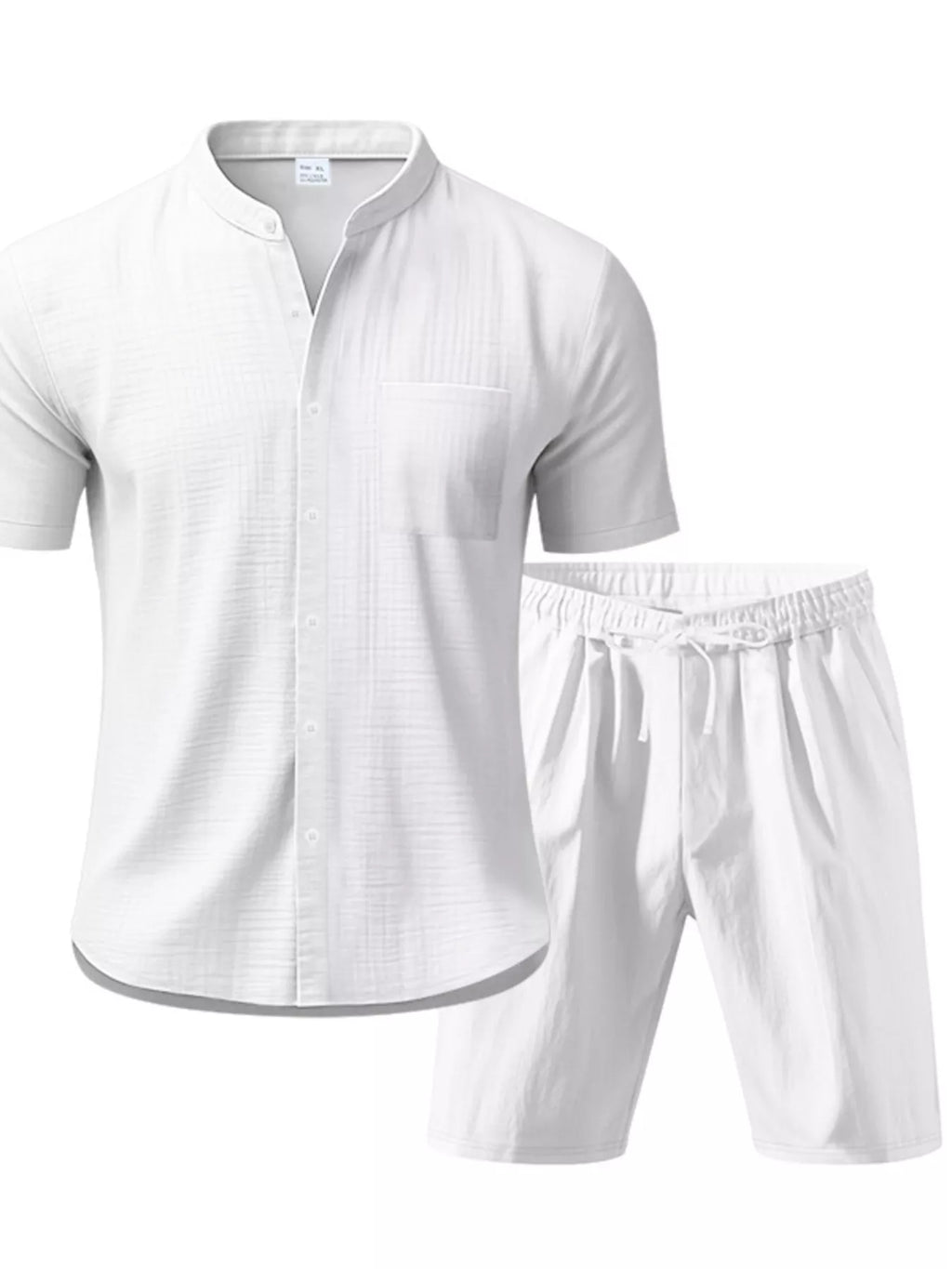 Men's Full Size Casual Short Sleeve Shirt and Shorts Set Plus Size