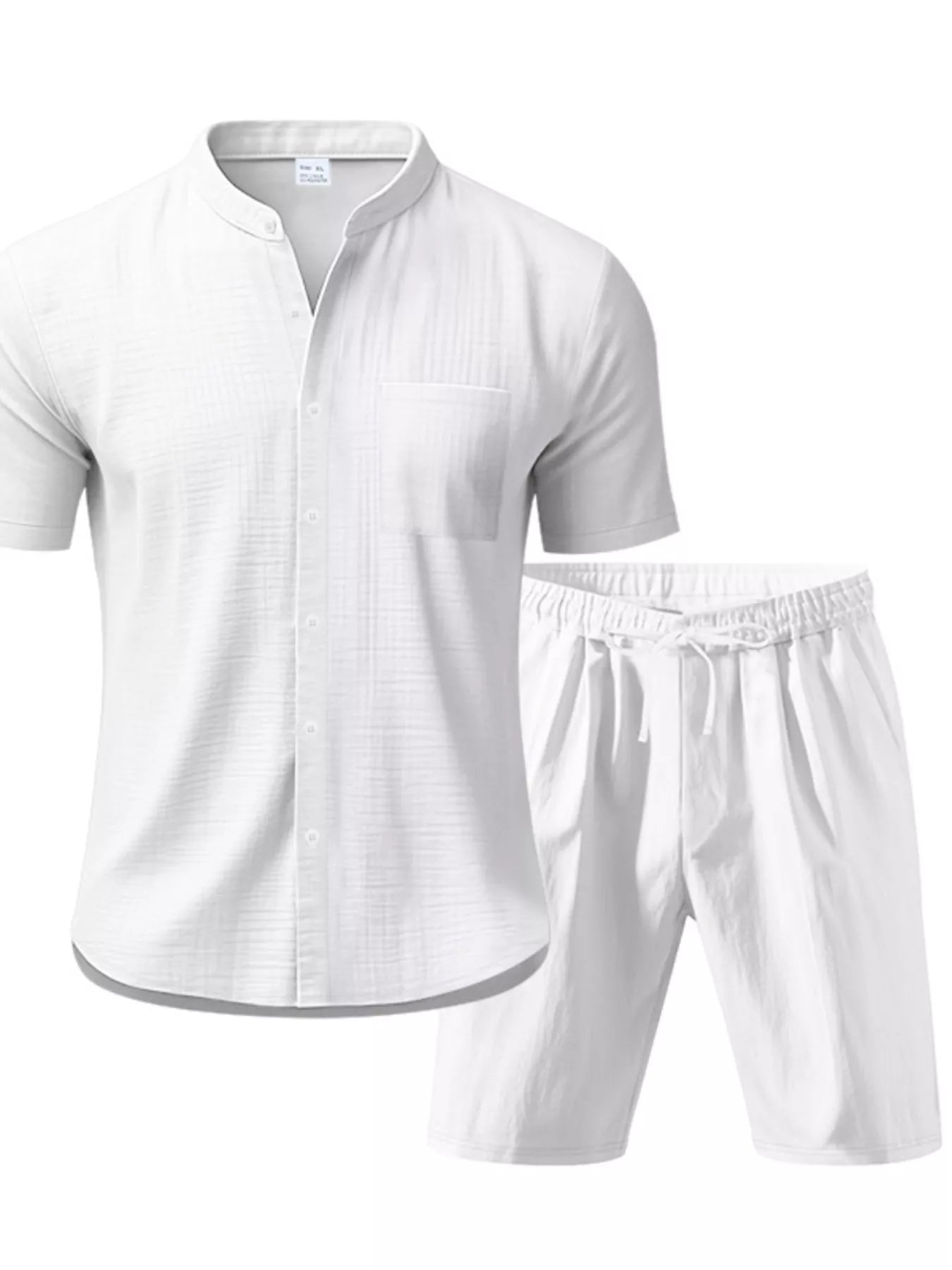 Men's Full Size Casual Short Sleeve Shirt and Shorts Set Plus Size