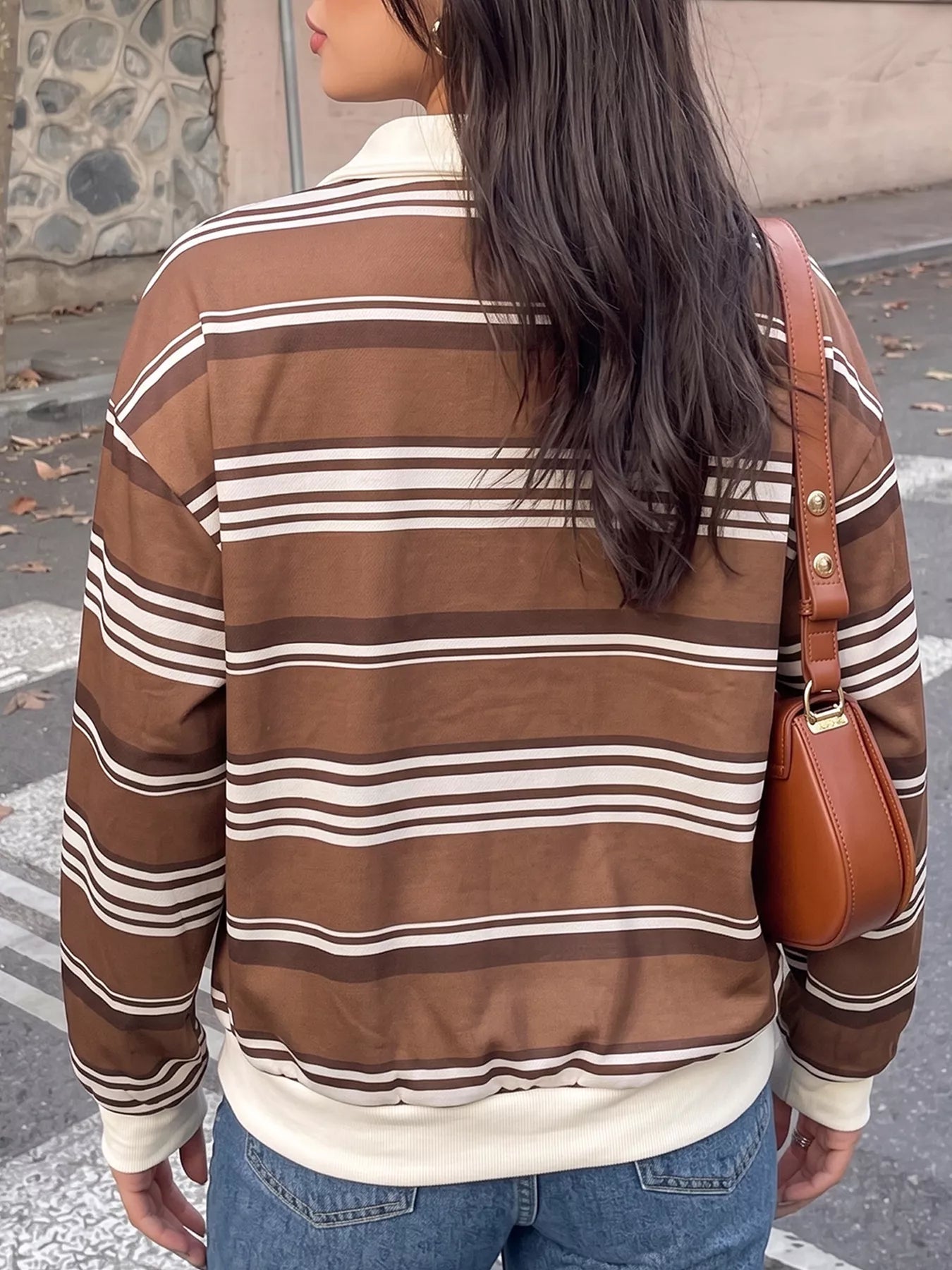 Striped Dropped Shoulder Sweatshirt
