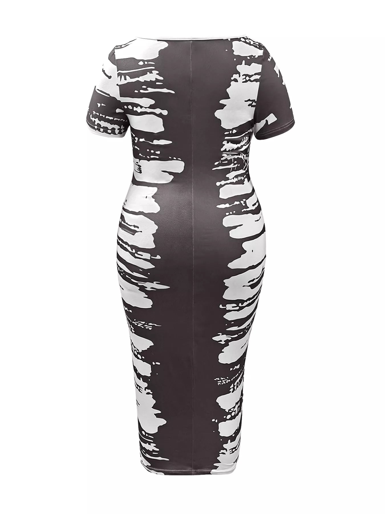 Plus Size Square Neck Short Sleeve Dress