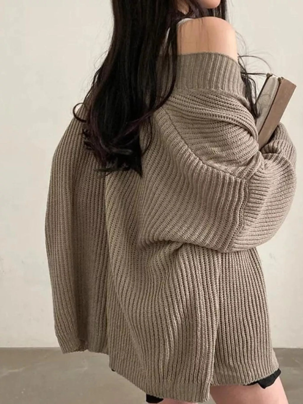 Open Front Oversized Knit Cardigan
