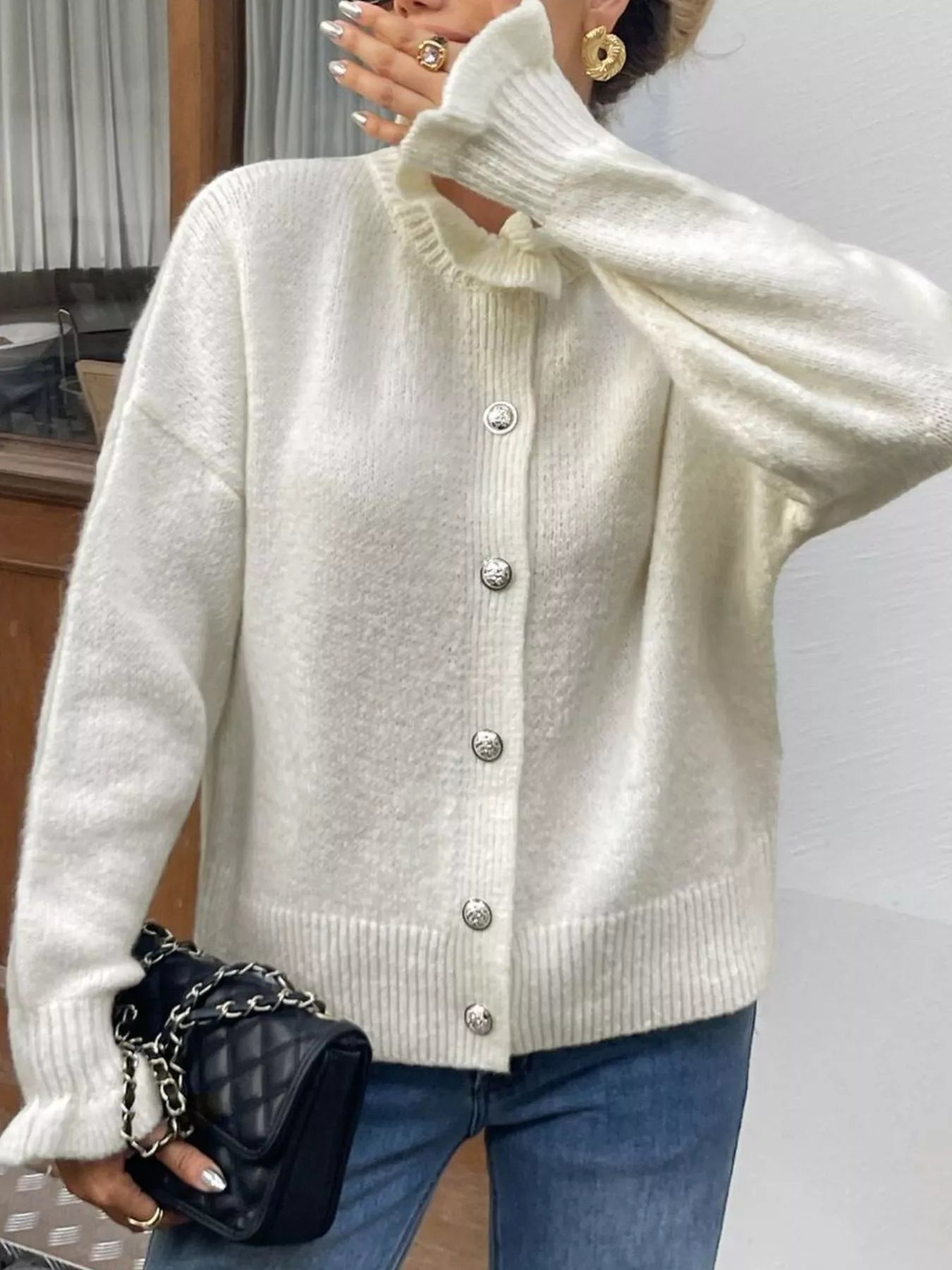 Button-Down Long Sleeve Cardigan