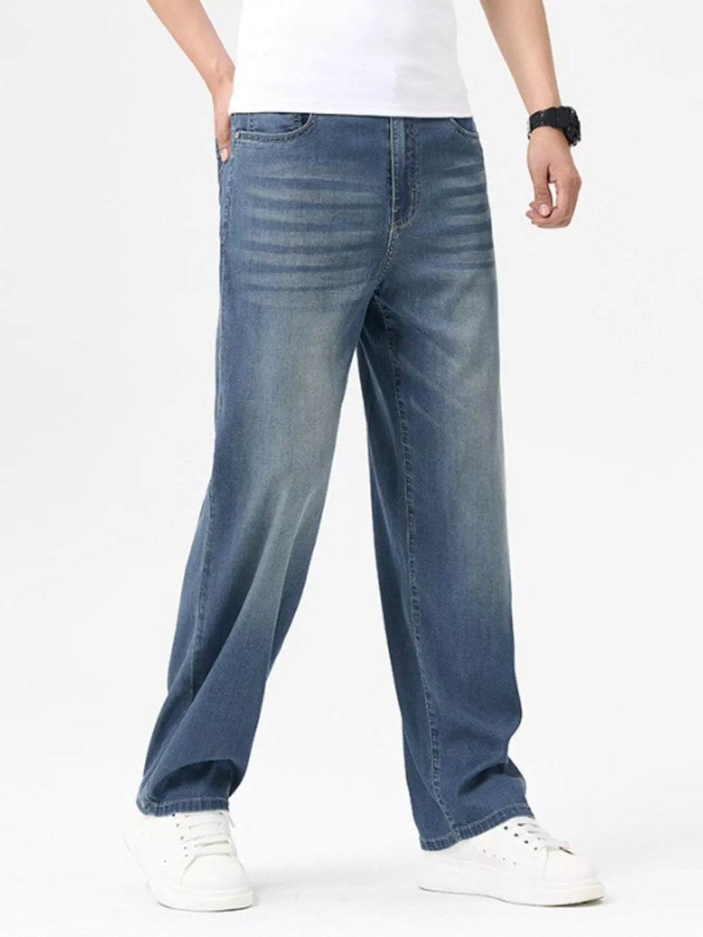 Men's Wash Wide Leg Jeans