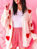 Heart Open Front Dropped Shoulder Cardigan