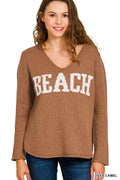 Zenana Beach V Neck Sweater