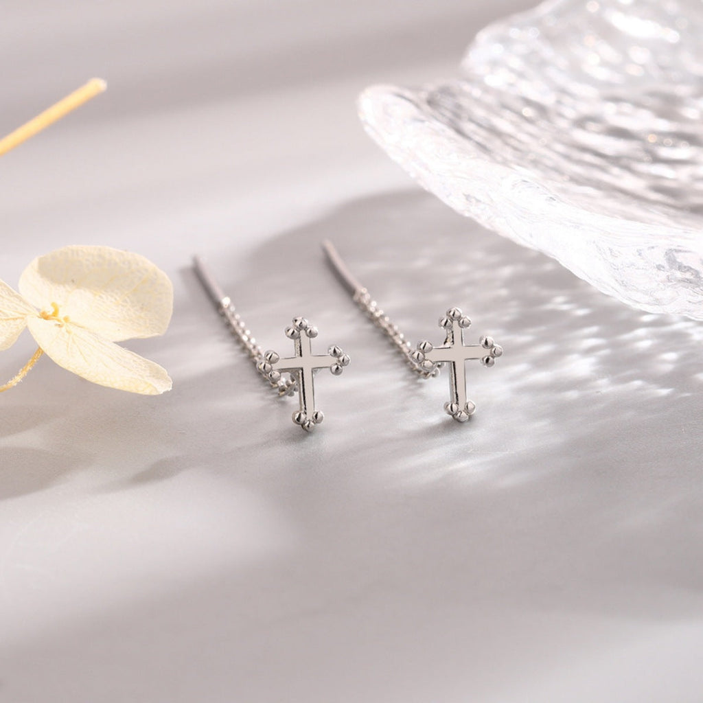 925 Sterling Silver Cross Earrings