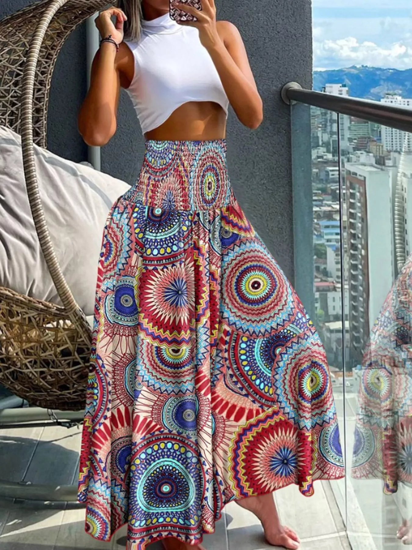 Printed Wide-Leg Pants