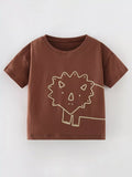 Children's Cartoon Lion Round Neck T-Shirt
